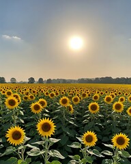 Fototapeta premium sunflower field in the morning