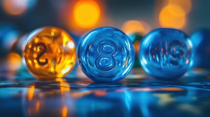 Colorful translucent spheres with numbers