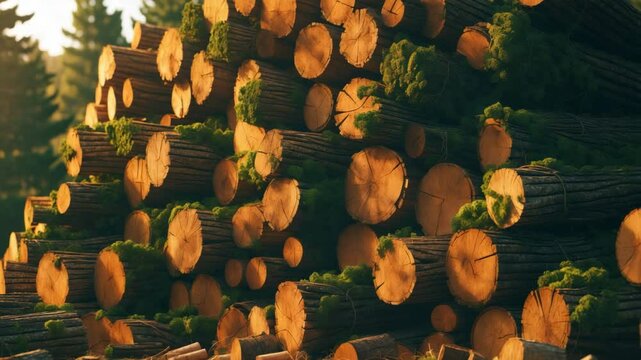 A stack of pine logs.