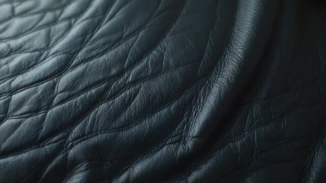 Close-up footage of a black leather texture.