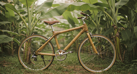 Fototapeta premium Bamboo Bicycle In Tropical Plantation