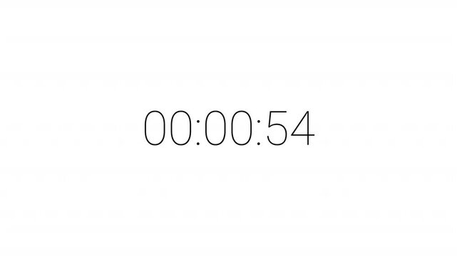 
                         Digital one minute countdown timer in one minute 1 min countdown,  timer animation in sixty seconds, Hour, Minute, Second. countdown video
