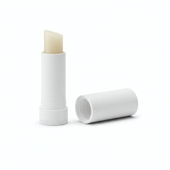White Lip Balm Tube Mockup Clean Skincare Product Packaging Design