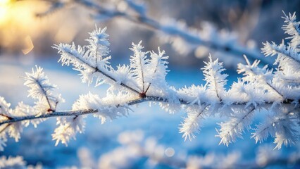 Frosted Winter Branch - Ice Crystals Closeup Photography - Serene Nature Scene
