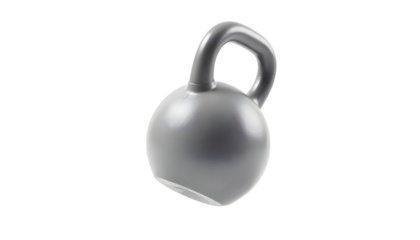 Black kettlebell on a transparent background, highlighting its role in workouts and promoting a healthy lifestyle