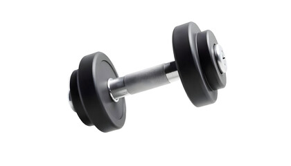 Black and white image of a dumbbell on a transparent background, symbolizing fitness and a healthy lifestyle