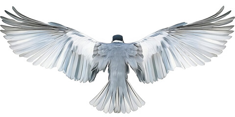 Photo of a Bird with Spread Wings Against a Black Isolated Background