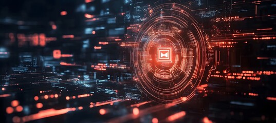 Obraz premium Digital visualization of Zero Trust security system with tech symbols, ideal for illustrating secure access, network protection, and IT strategies 