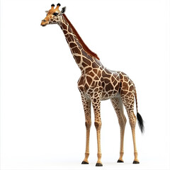 Obraz premium Majestic giraffe standing tall against white background 3d zoo art wild long neck