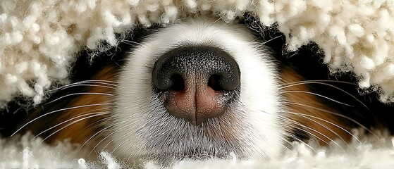 Dog Nose Peeking Through Carpet.