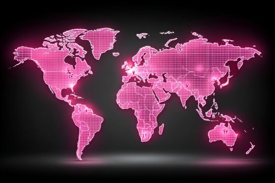 A digital map of the world with live cyber attack animations