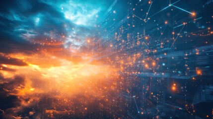 Digital Horizon, Interwoven Data Streams and Ethereal Sky Visualization