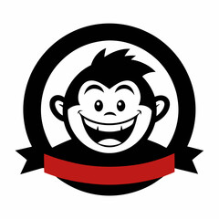 Funny Cartoon Character Logo Template Circular Silhouette for Branding and Advertising