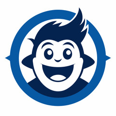 Funny Cartoon Character Logo Template Circular Silhouette for Branding and Advertising