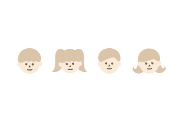 Fototapeta premium Cute family head icon collection. Father, mother, daughter and son. Flat cartoon people character vector design isolated illustration.