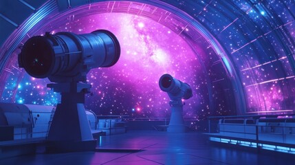 Cosmic Observatory, Telescopes gaze at a vibrant nebula from space station