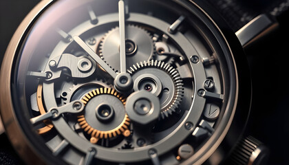 close up of a watch face with a black background