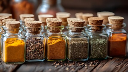 Aromatic Spices Collection: Culinary Delights in Glass Jars