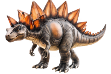 Realistic 3D Illustration Of A Stegosaurus With Brown Spikes Isolated On Transparent Background