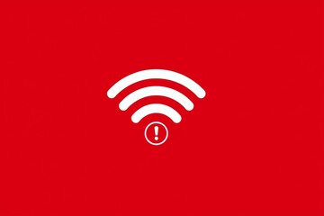 Minimalist icon of a cracked Wi-Fi signal with alert symbol