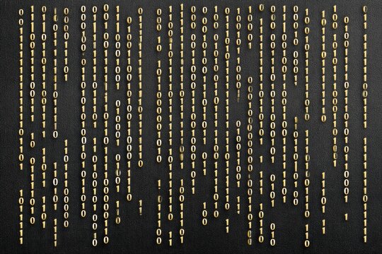 Minimalist concept of data breach in binary rain pattern