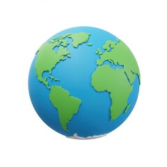 Naklejka premium Earth globe with continents rendered isolated on white background