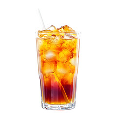 Iced bubble tea with straw, cinematic lighting, high contrast, isolated on white background
