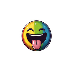 Emoji with rainbow tongue sticking out