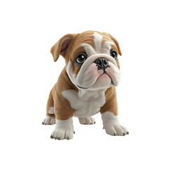Adorable British Bulldog Puppy Sitting, Studio Shot