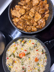 StirFried Chicken with Colorful Vegetables and Flavorful Rice Dish to Savor and Enjoy