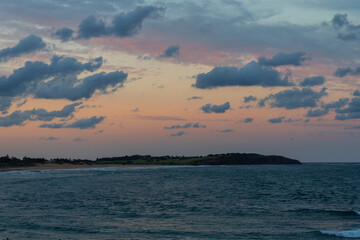 Sunset view of Long Reef Headland, Sydney, Australia.