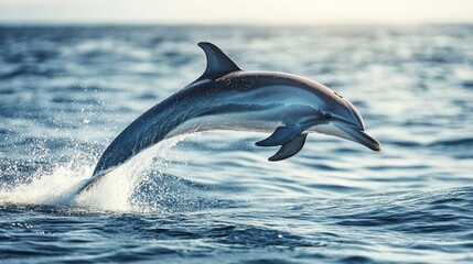 Majestic dolphin leaping gracefully out of the ocean waves.