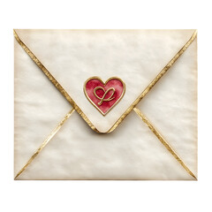 Dia dos Namorados love letter and envelope, gold accents, ultra detailed, isolated on white...