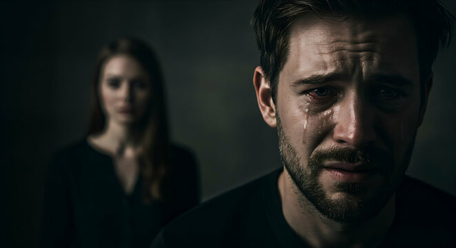 Upset Man cheated by his girl at Behind.