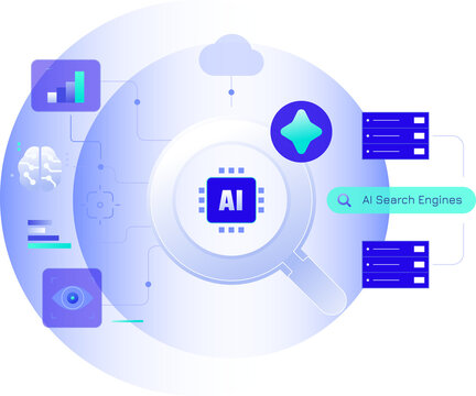 ai search engines concept in blue clip art preview