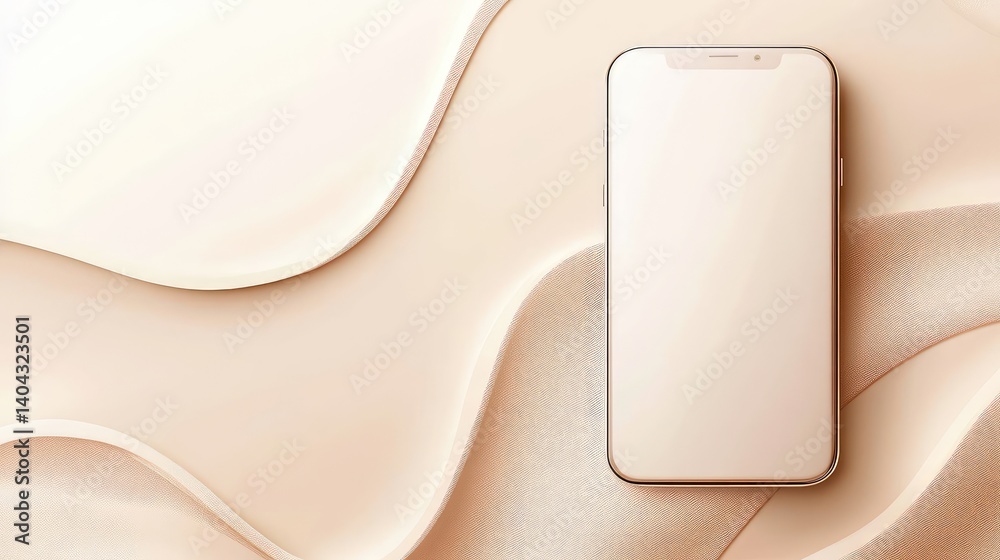 Poster abstract minimal layout with white screen tech device centered and smooth shadow play for branding u