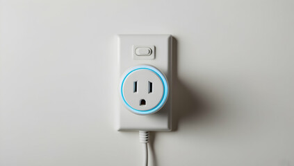 Fototapeta premium Smart Plug with Blue Light Illuminating Outlet....