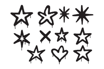 Fototapeta premium star graffiti spray with different shape set 