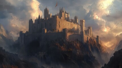 Fototapeta premium sunrise over the castle