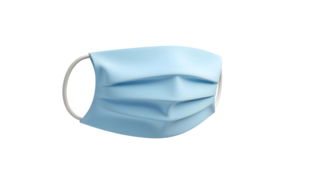 Blue surgical mask on a transparent background, highlighting its importance in healthcare and personal safety - Powered by Adobe