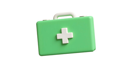 Fototapeta premium 3D green first aid kit against a transparent background, illustrating themes of healthcare and homecare