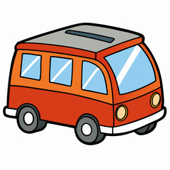 red bus isolated on white background