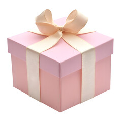 Obraz premium Dia dos Namorados gift box with ribbon, at sunset, soft pastel tones, isolated on white background
