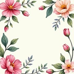 Fototapeta premium Delicate seamless design featuring hand-painted flowers and foliage in pastel hues, decorative, watercolor