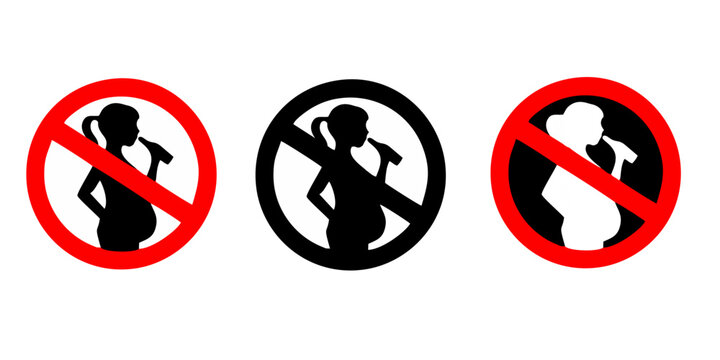 No alcohol during pregnancy vector signs