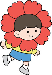 카네이션 장식을 단 아이 일러스트