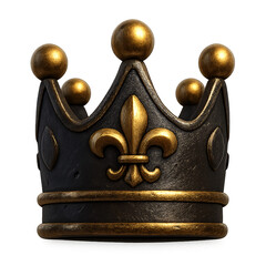 Black and Gold Royal Crown – 3D Icon with Transparent Background