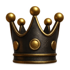 Black and Gold Royal Crown – 3D Icon with Transparent Background