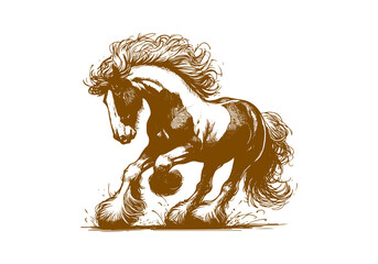 Fototapeta premium Clydesdale horse hand drawn sketch illustration vector