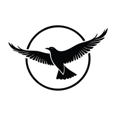 Obraz premium Bird Logo - Minimalist Simple Black Silhouette Logogram for Brand Identity 
